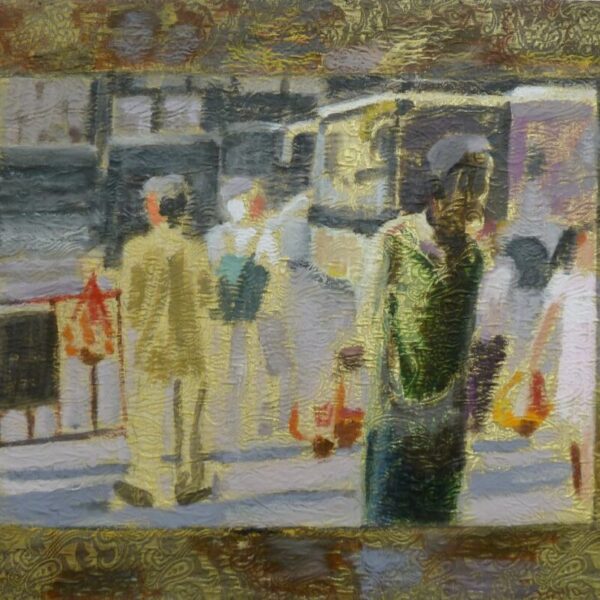 Bloemverkopers in Bangkok / 42 x 54 cm / acryl