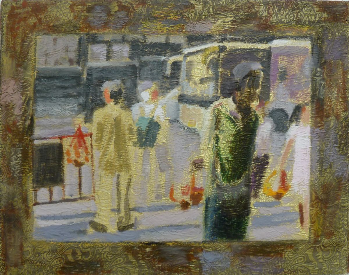 Bloemverkopers in Bangkok / 42 x 54 cm / acryl Bloemverkopers in Bangkok / 42 x 54 cm / acryl