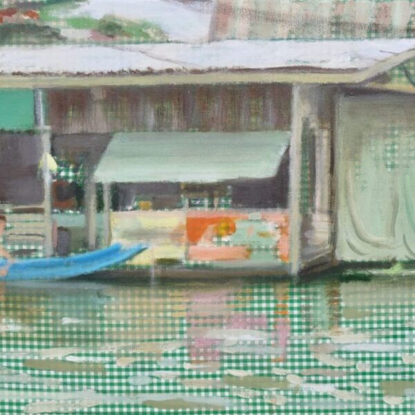 Thaise woning aan het water / 30 x 40 cm / acryl